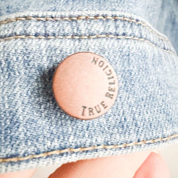 True Religion Vintage Embroidered Trucker Jacket w Lacing XS - Picture 4 of 4